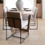 69970 - Stamford Beige Upholstered Seat w/ Wood Back, Black Metal Frame Dining Chair w/ Arms